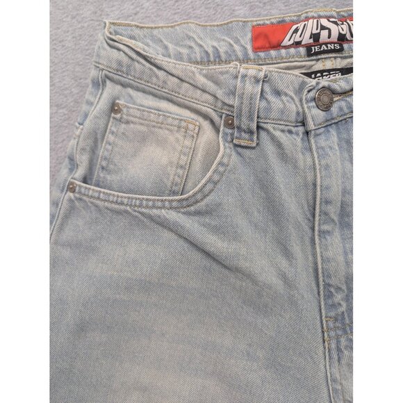 Jaded London Jeans Womens 26 Light Blue Low Rise Colossus Fit Wide Leg Raw Hem - Picture 3 of 15